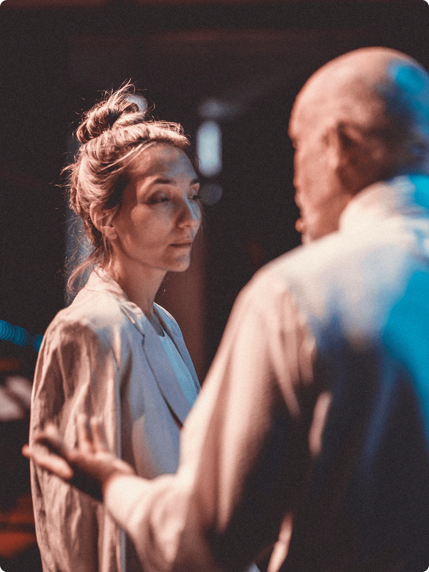 Anastasya Terenkova and John Malkovich on stage